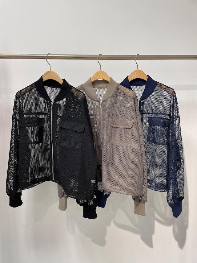 ショート丈メッシュブルゾン